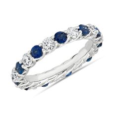 Tessere alternating sapphire and diamond eternity ring